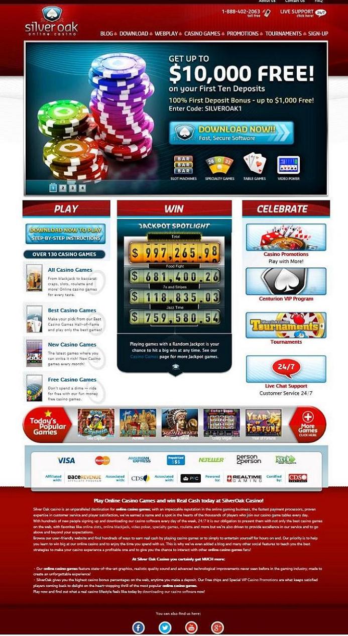 Silver Oak Casino Homepage